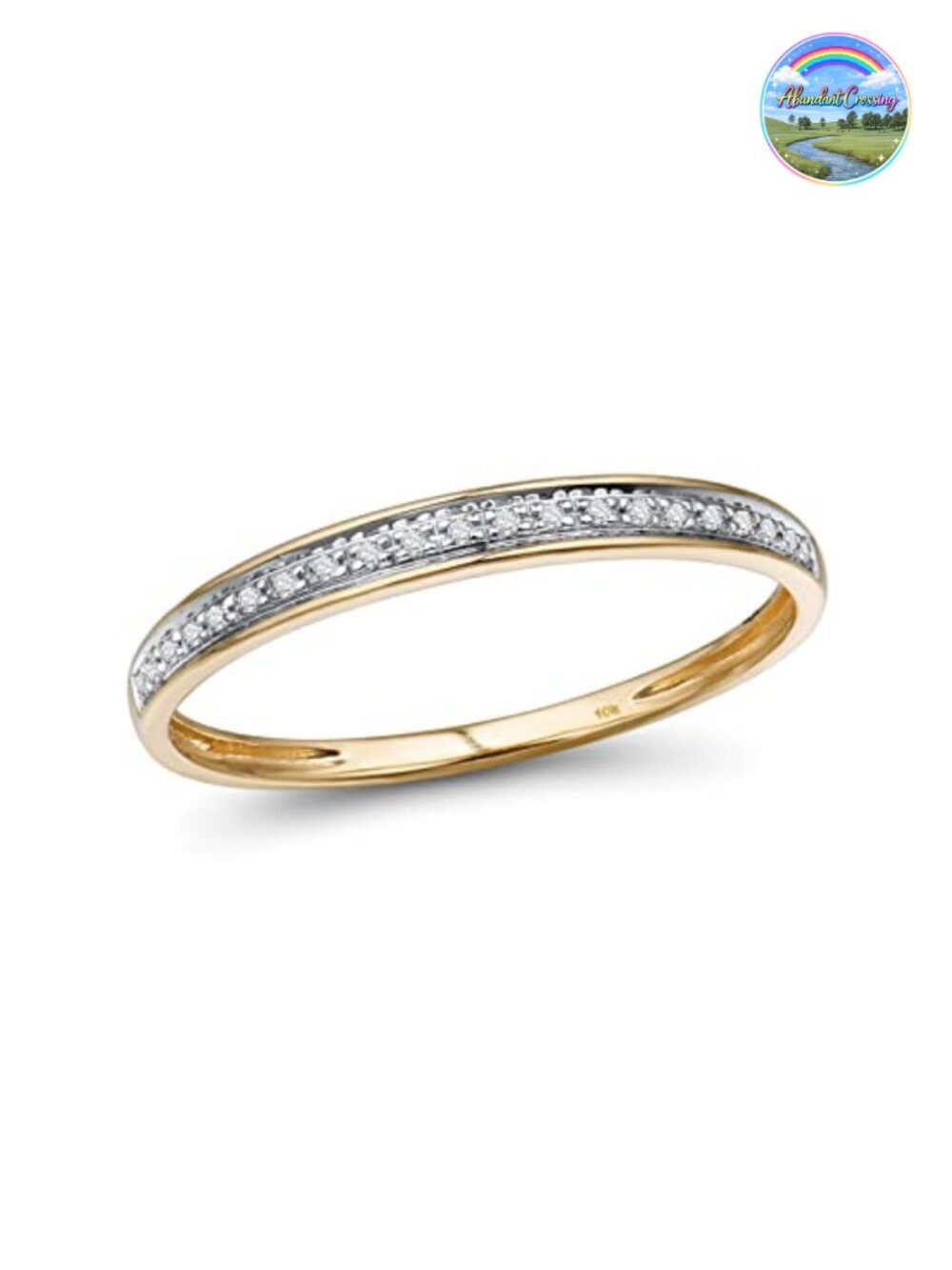 10K Solid Gold Genuine Diamond Dainty Stacking Band Ring